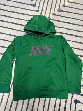 Nike Therma-Fit Green Kids' Hooded Pullover with Gray Logo